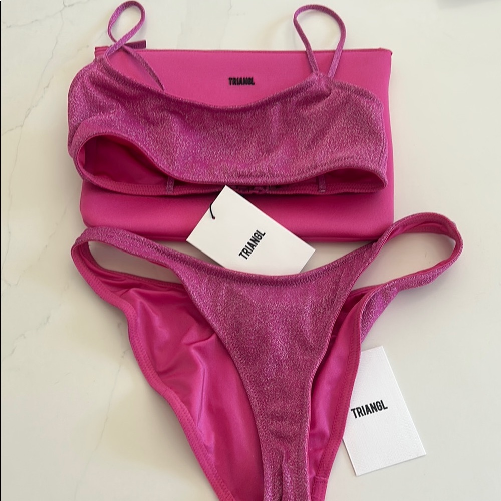 NWT Triangl Swimwear Pink Bikini Sparkle Set